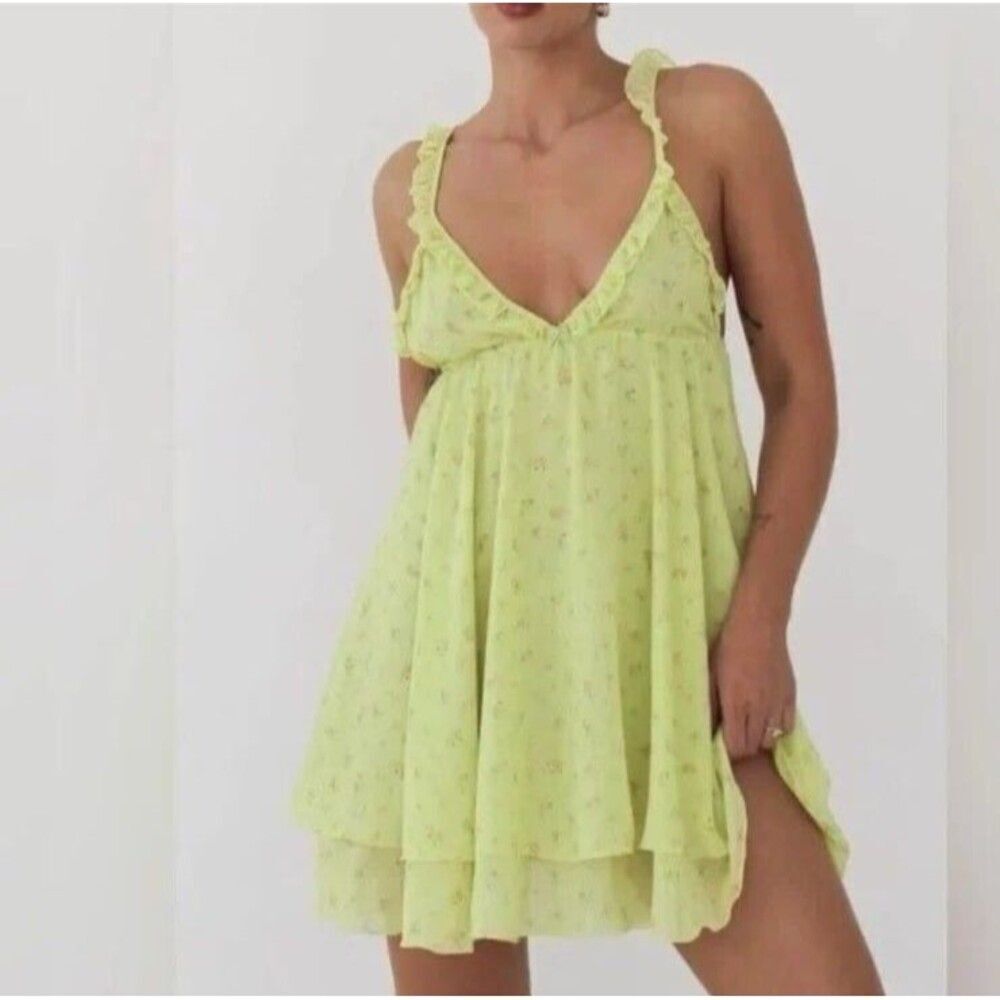 NEW Anthropologie Floral Mini Dress Dainty Soft Girl Fairy Ethereal Coquette - M
